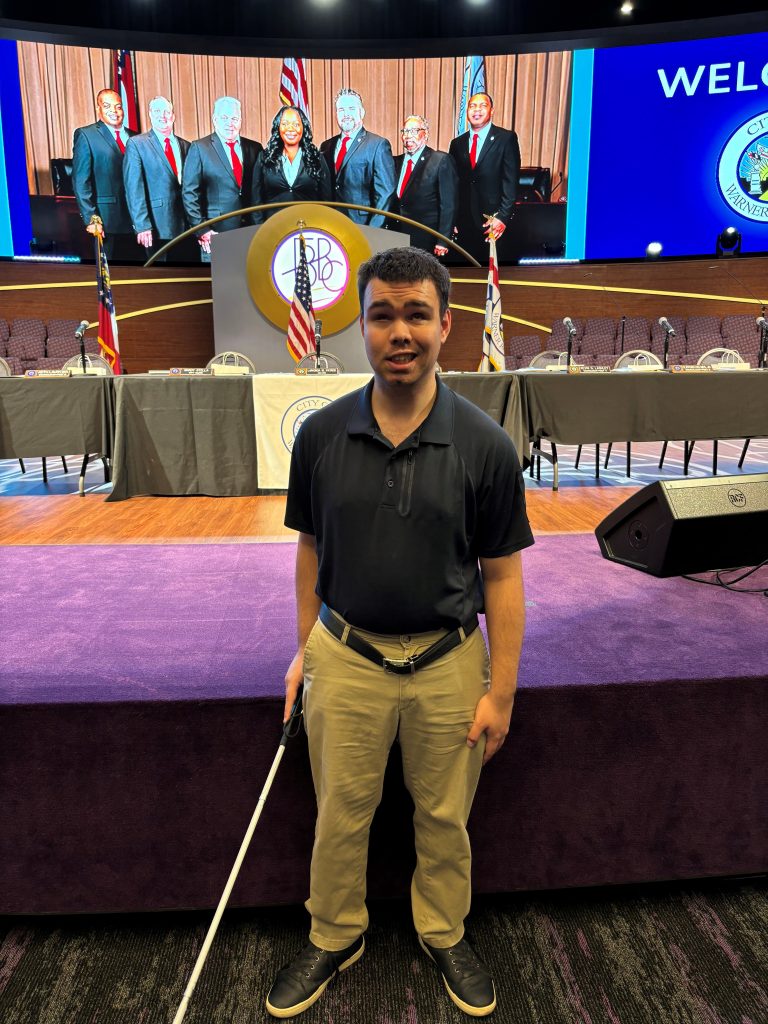 Armando at Fellowship Bible Baptist Church getting ready for the Warner Robins City Council In The Community And Town Hall Meeting