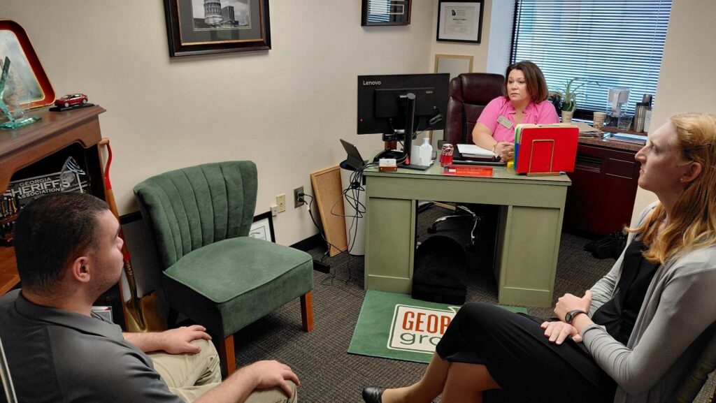 Armando sitting in Georgia State Representative Bethany Ballard's Office advocating for more NOW/Comp Waivers at YDG Disability Caucus At The Capitol on March 26, 2026